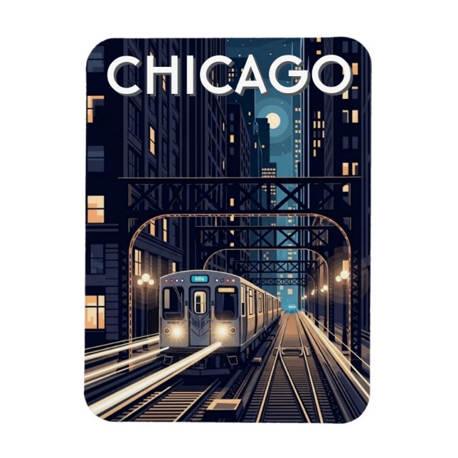 L Train Chicago Illinois Resa Magnet (Vertikal)