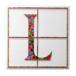 L Trajanus Red Anpassningsbar Monogram Tile Kakelplatta