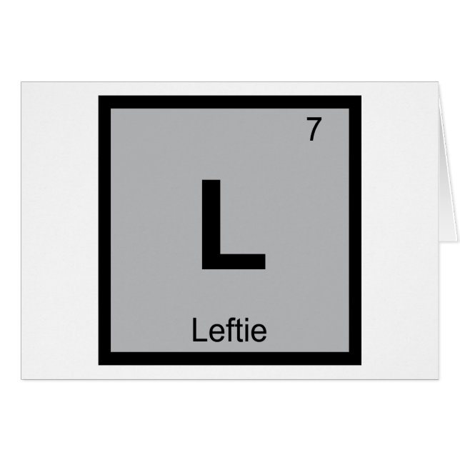 L - vänsterhänt kemi periodiska systemets symbol hälsningskort (Framsidan Horizontal)
