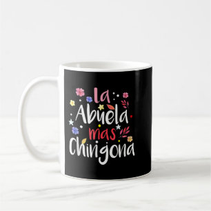 La Abuela Mas Chingona spansk farmor Blommigt Kaffemugg