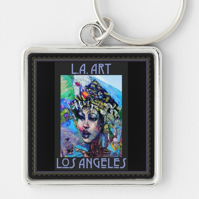 LA Art-nyckelkedja Fyrkantig Silverfärgad Nyckelring (Framsidan)