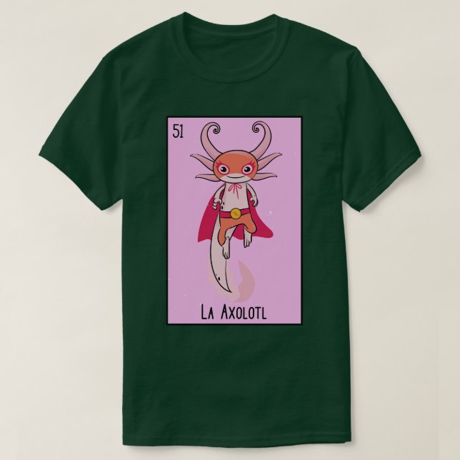 La Axolotl Mexican Luchador Loteria d T Shirt (Design framsida)