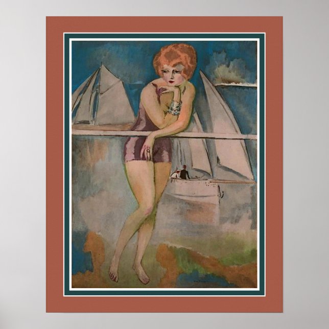La Baigneuse, Deauville ca 1920 Poster (Framsidan)