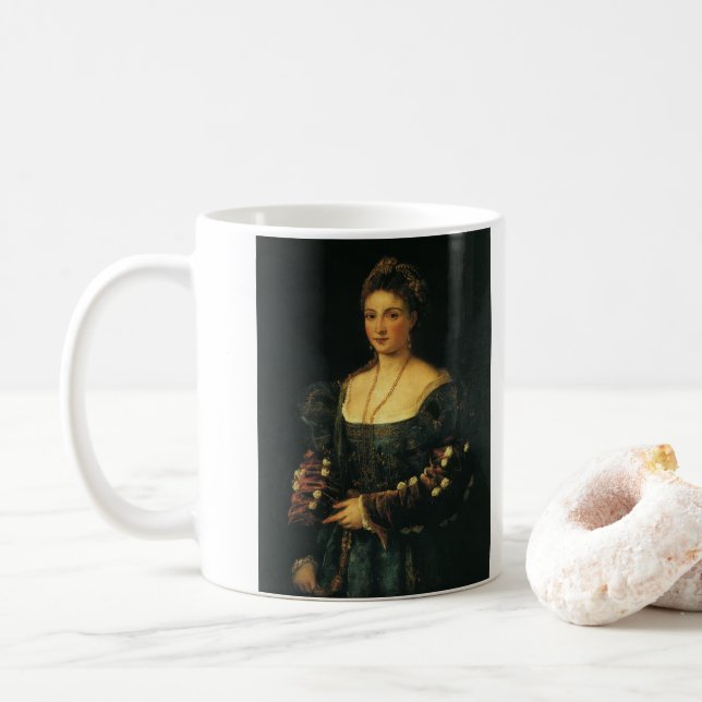 La Bella, hertiginnan Urbino av titian Kaffemugg (Med munk)