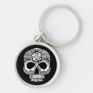 La Bella Muerte mörka högvärdiga Keychain Rund Silverfärgad Nyckelring