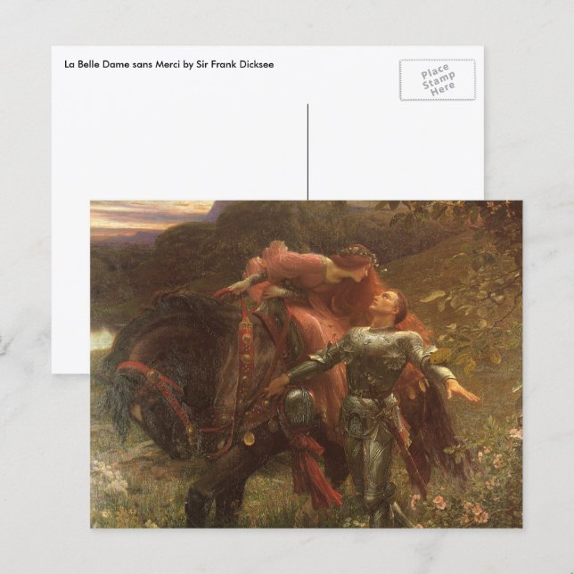 La Belle Dame sans Merci av Herr Frank Dicksee Vykort (Fram/baksida)