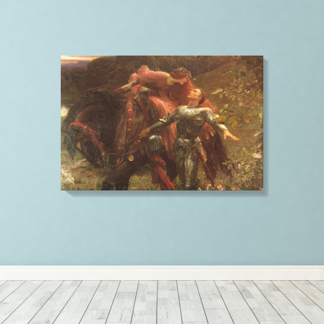 La Belle Dame sans Merci av Sir Frank Dicksee Canvastryck (Insitu (trägolv))