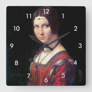 La Belle Ferronniere, Leonardo da Vinci Fyrkantig Klocka
