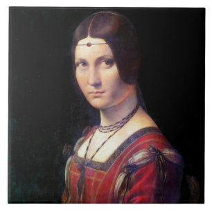 La Belle Ferronniere, Leonardo da Vinci Kakelplatta