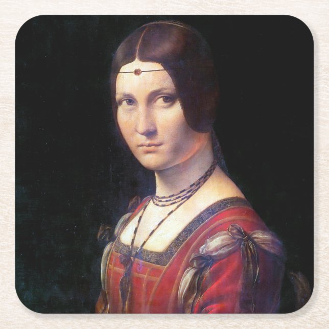 La Belle Ferronniere, Leonardo da Vinci Underlägg Papper Kvadrat (Framsidan)