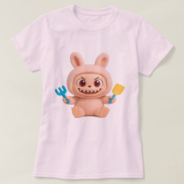 La Bobo – Cute Mischievous Bunny Character T-Shirt (Design framsida)