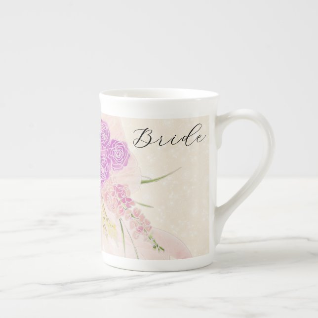 La Boca Golden blush bow rose bouquet Bride’s  Benporslin Mugg (Höger)