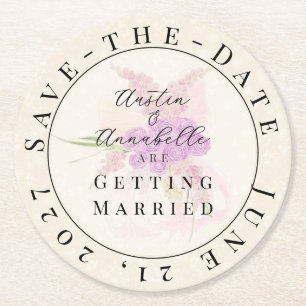 La Boca Golden Sheer Bow Bouquet Save-the-Date Underlägg Papper Rund