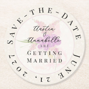 La Boca Golden Sheer Bow Bouquet Save-the-Date Underlägg Papper Rund