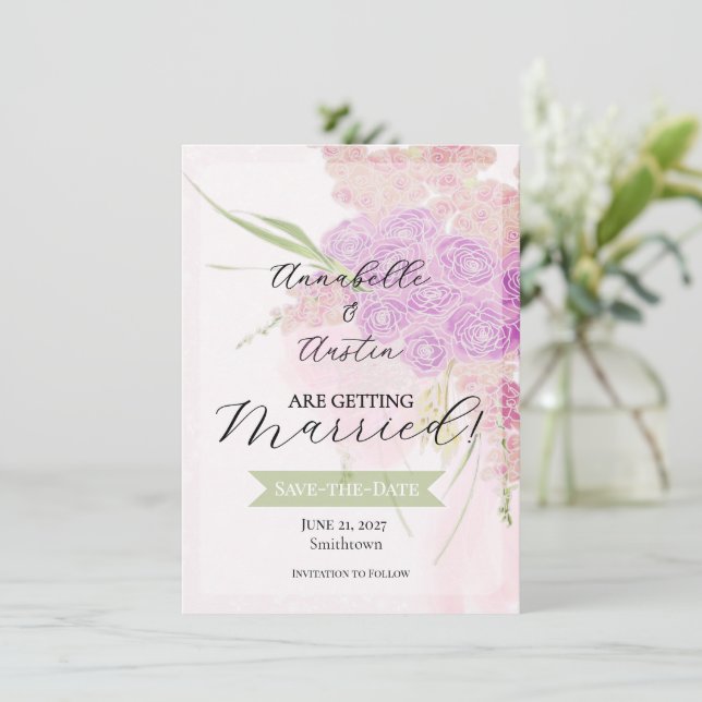 La Boca Vendretti Rosa genomskinlig båge Bouquet   Inbjudningar (Stående Fram)