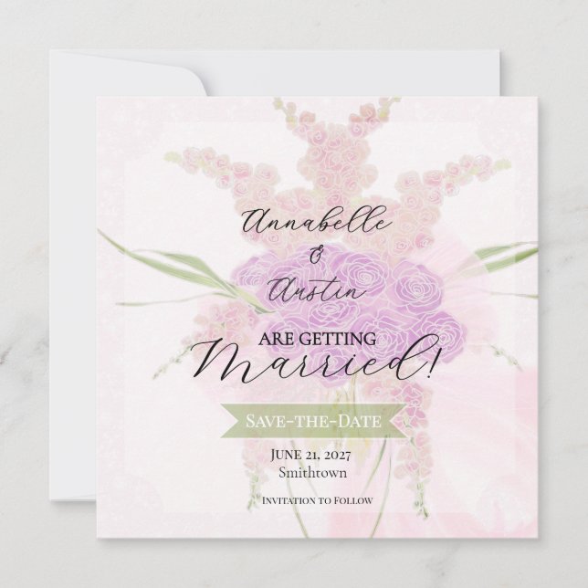 La Boca Vendretti Rosa genomskinlig båge Bouquet   Spara Datumet (Framsida)