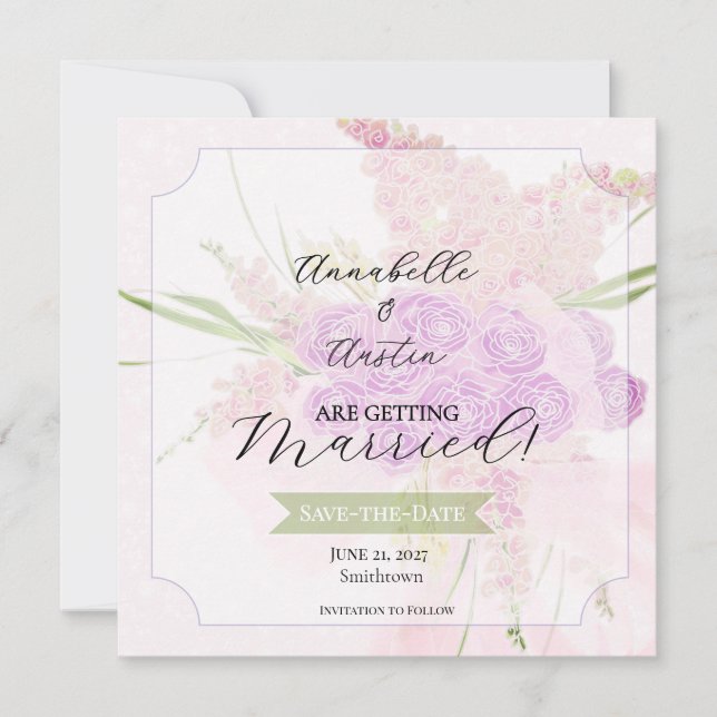 La Boca Vendretti Rosa genomskinlig båge Bouquet   Spara Datumet (Framsida)