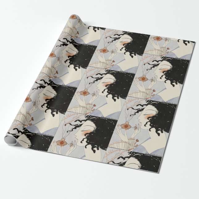 LA BOHEME,DAM MED PARFYM FLASKA ART DECO BEAUTY PRESENTPAPPER (Utrullad)