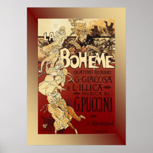 La Boheme ~ Puccini Opera 1896 Poster med bakgrund