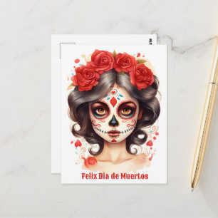 La Calavera Catarina💀 i Röda Blommor 🌹 Vykort