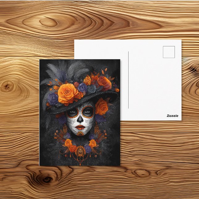 La Calavera Catrina Blommig Hatt Dag Döda Vykort (Skapare uppladdad)