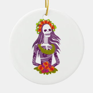 La Calavera Catrina/Dapper Skeleton/'elegant Julgransprydnad Keramik