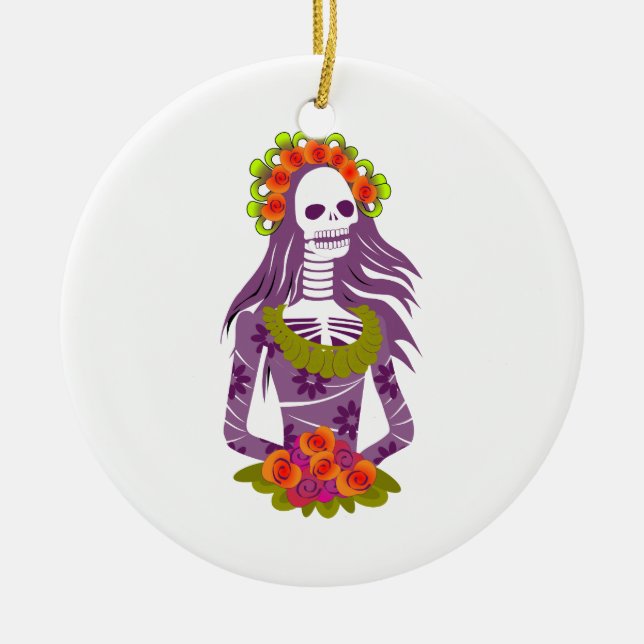 La Calavera Catrina/Dapper Skeleton/'elegant Julgransprydnad Keramik (Framsidan)