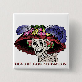 La Calavera Catrina i färg Knapp