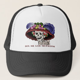 La Calavera Catrina i färg Truckerkeps