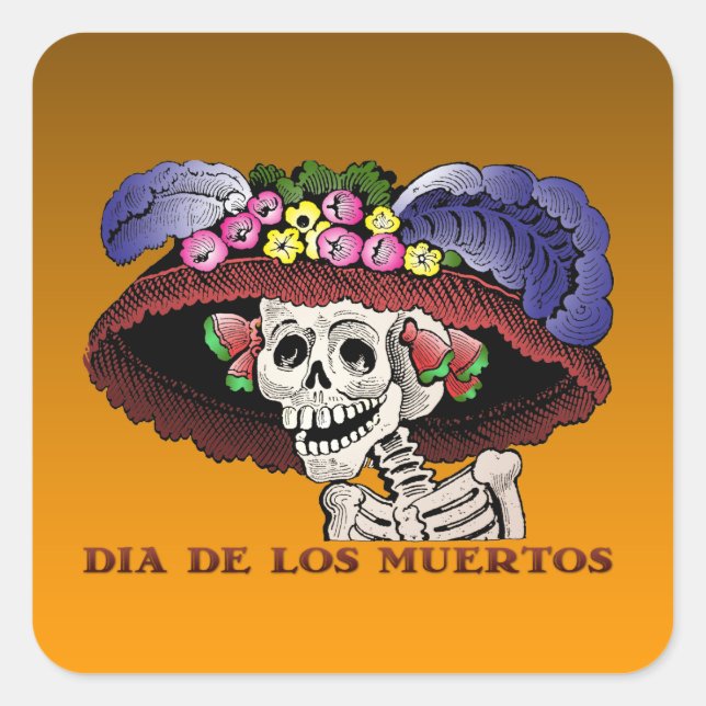 La Calavera Catrina [klistermärken] Fyrkantigt Klistermärke (Framsida)