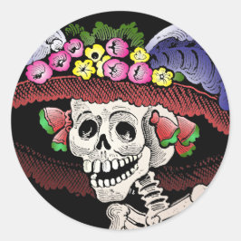 La Calavera Catrina [klistermärken] Runt Klistermärke