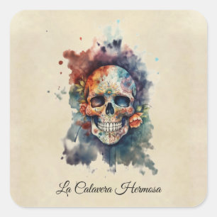 La Calavera Hermosa, anpassningsbar Fyrkantigt Klistermärke