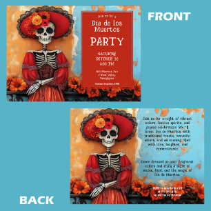 💀 La Calavera i hatt med blommor Inbjudningar