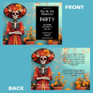 💀 La Calavera i hatt med blommor Inbjudningar