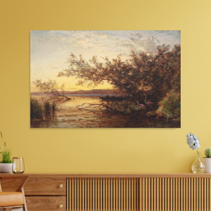 La Camargue, Coucher De Soleil - Félix Ziem Canvastryck