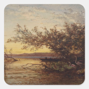 La Camargue, Coucher De Soleil - Félix Ziem Fyrkantigt Klistermärke