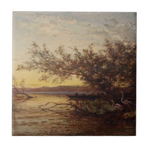 La Camargue, Coucher De Soleil - Félix Ziem Kakelplatta