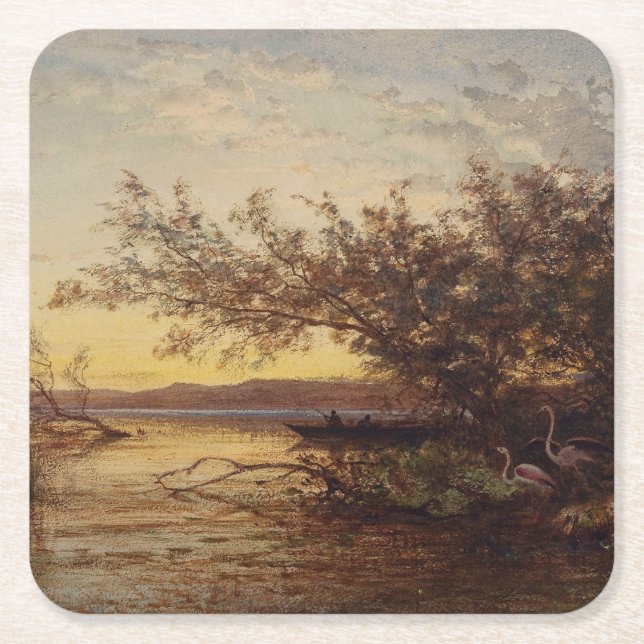 La Camargue, Coucher De Soleil - Félix Ziem Underlägg Papper Kvadrat (Framsidan)