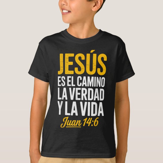 La Camisa De Jesus En Espanol Christian Spanish  T Shirt (Framsida)