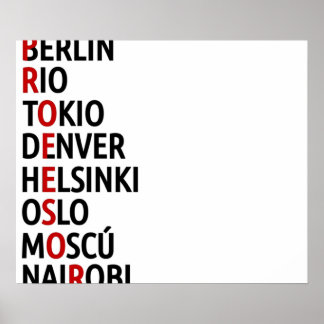 La Casa de Papel Namn of Cities Poster