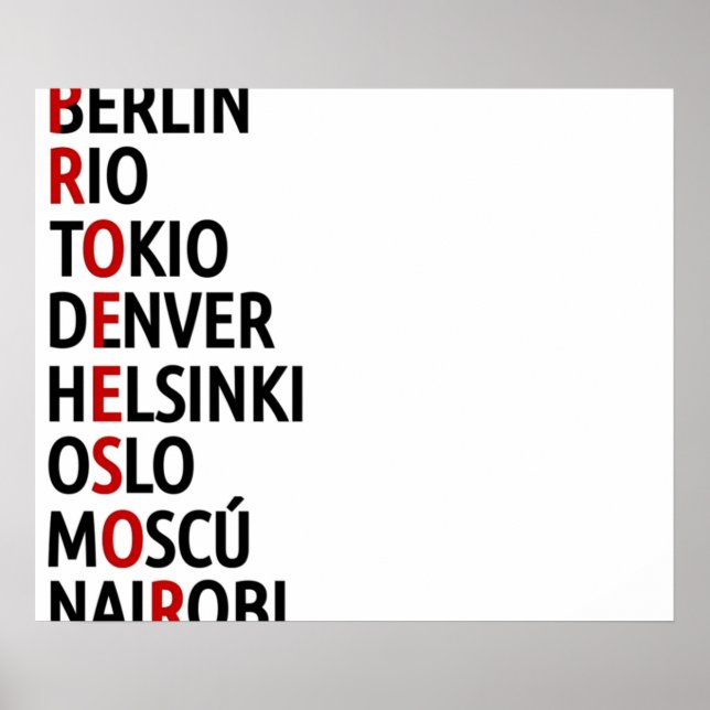 La Casa de Papel Namn of Cities Poster (Framsidan)