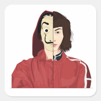 LA CASA DE PAPEL STICKER FYRKANTIGT KLISTERMÄRKE