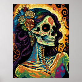 La Catrina Day of the dead Mexican Skeleton Art Poster