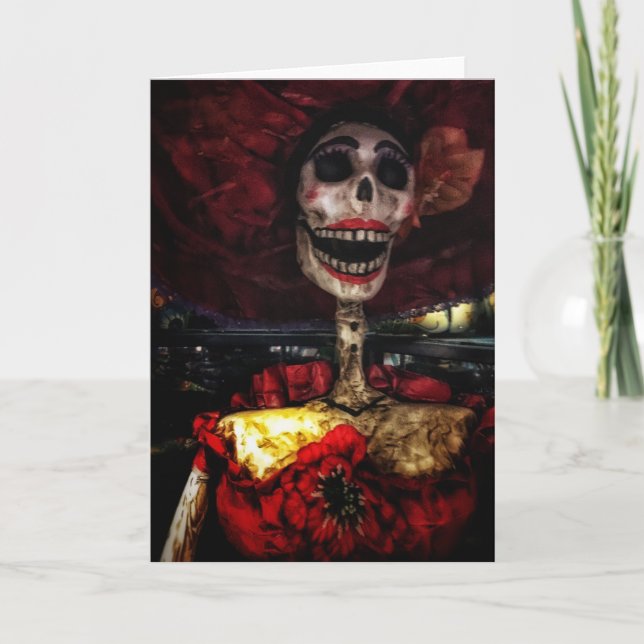 La Catrina de Rojo day of the deadkort Kort (Framsida)