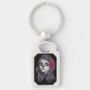 La Catrina - Dia de Los Muertos Rektangulärt Silverfärgad Nyckelring