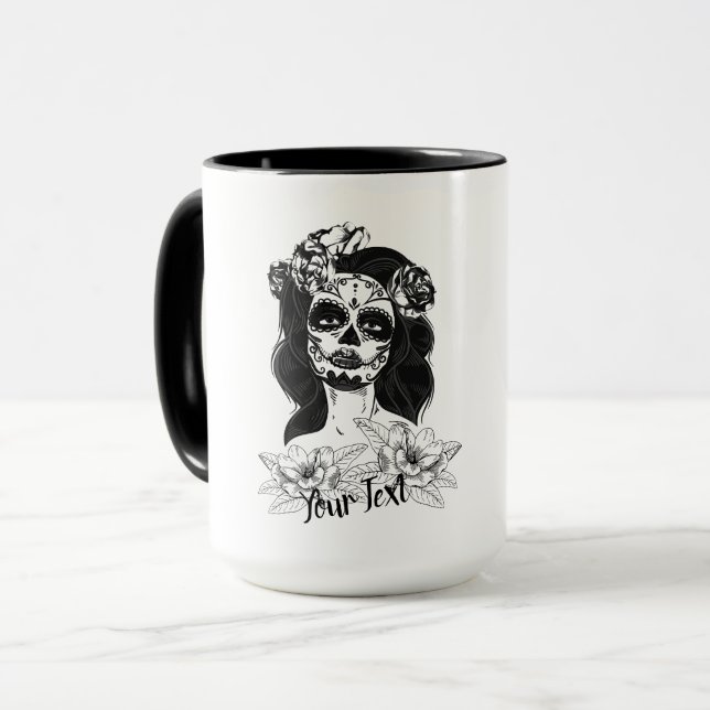 ’La Catrina’ Doll w/ Flowers Tatto - Anpassade Mugg (Framsida vänster)