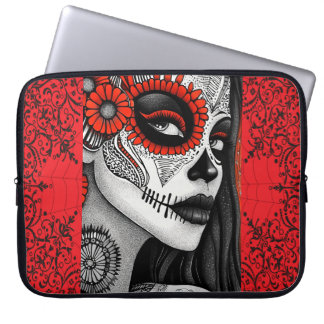 La Catrina Gothic Art - Black, White & Red Laptop Fodral