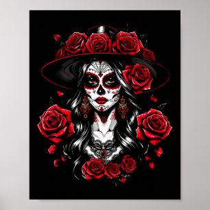 La Catrina Kvinnor Dia De Los Muertos Latina Cinco Poster