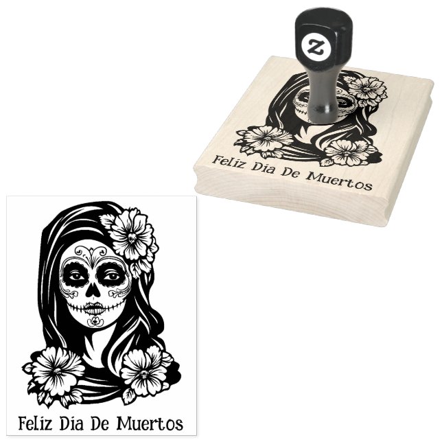 La Catrina med anpassningsbar 💀 💀 Día de Muertos Stämpel (Stämplad)