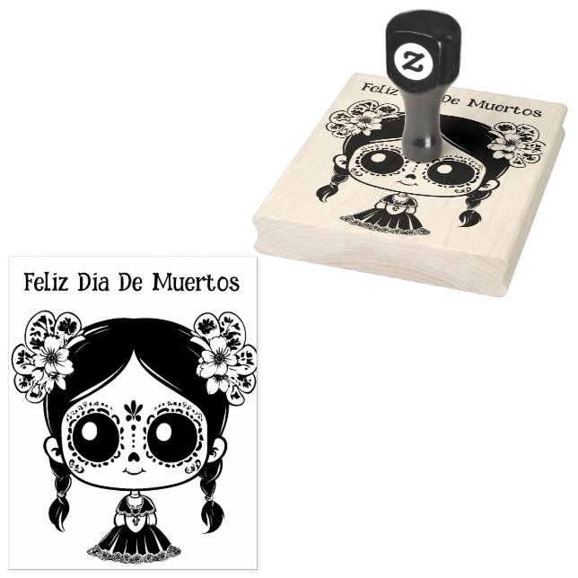 La Catrina med anpassningsbar 💀 💀 Día de Muertos Stämpel (Stämplad)